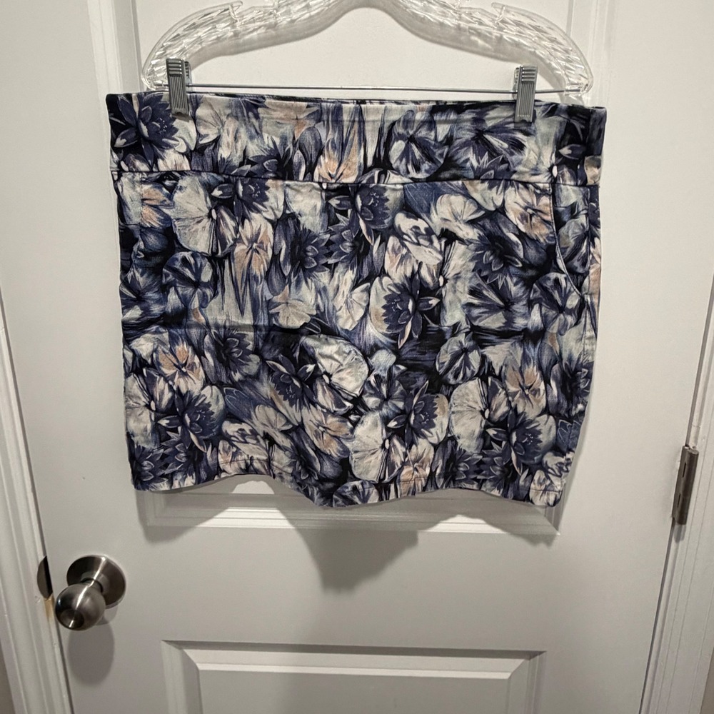 High Fifth Womens Skort Floral Botanical Print Blue 16